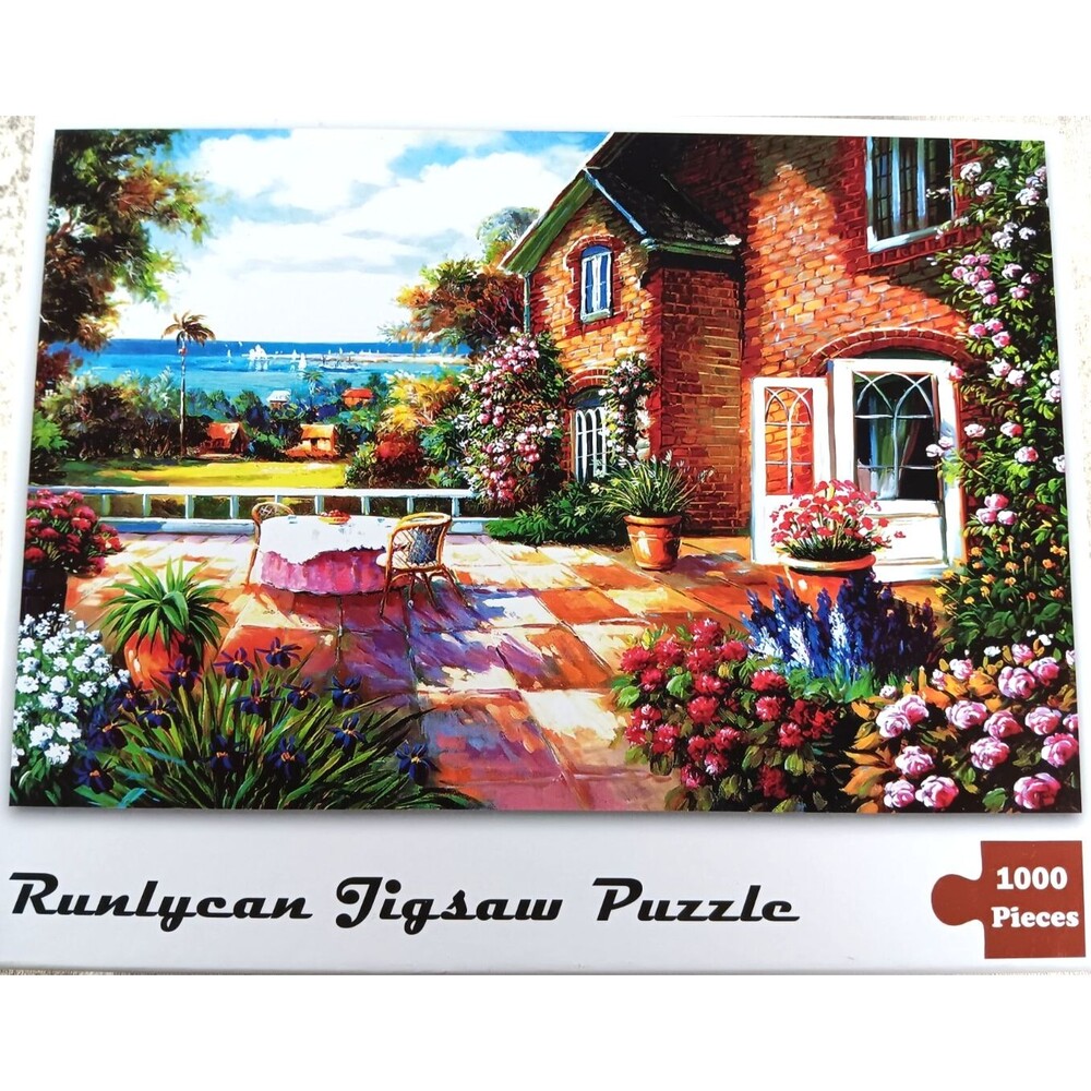 Patio Garden 1000 Piece Jigsaw Puzzle with Poster by Runlycan Jigsaw Puzzle